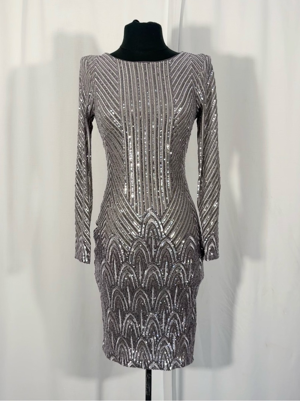Aqua Dresses Silver Sequin Bodycon Dress
